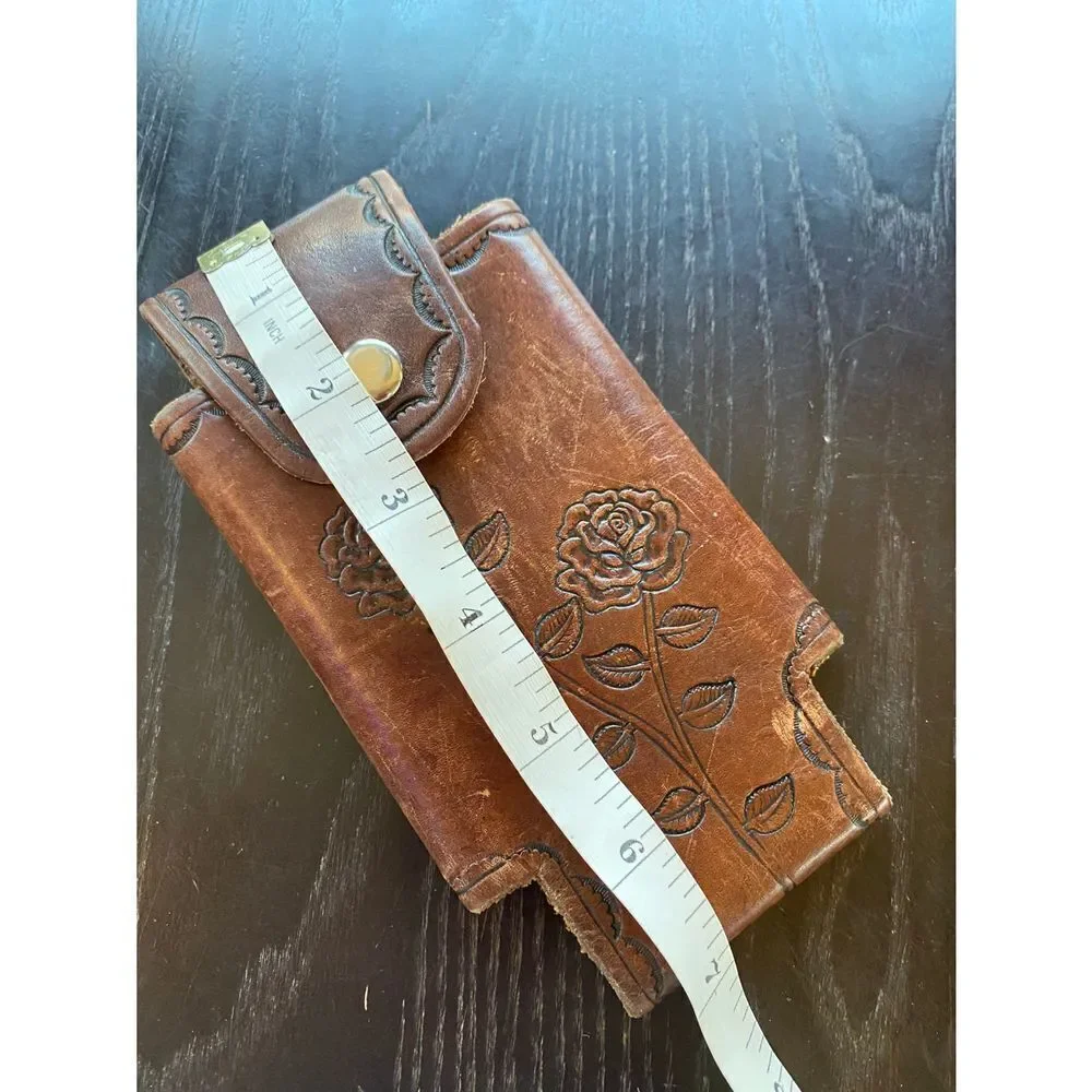 Vintage Genuine Leather Hand Tooled Cell Phone Case